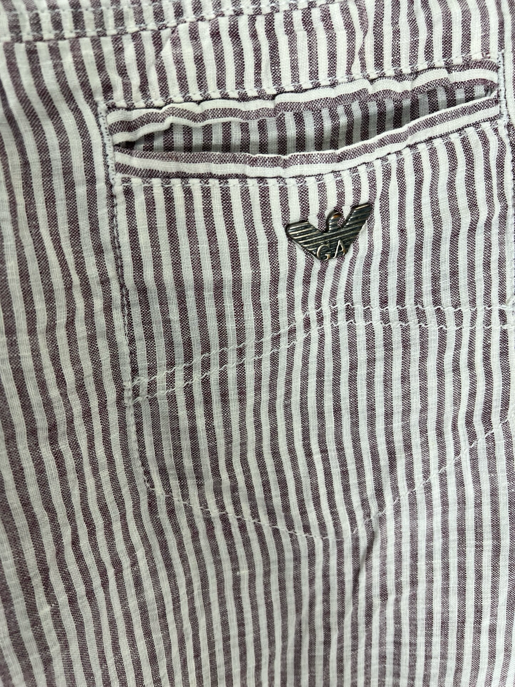 ARMANI JEANS - PANTALONE A RIGHE BIANCHE E BLU