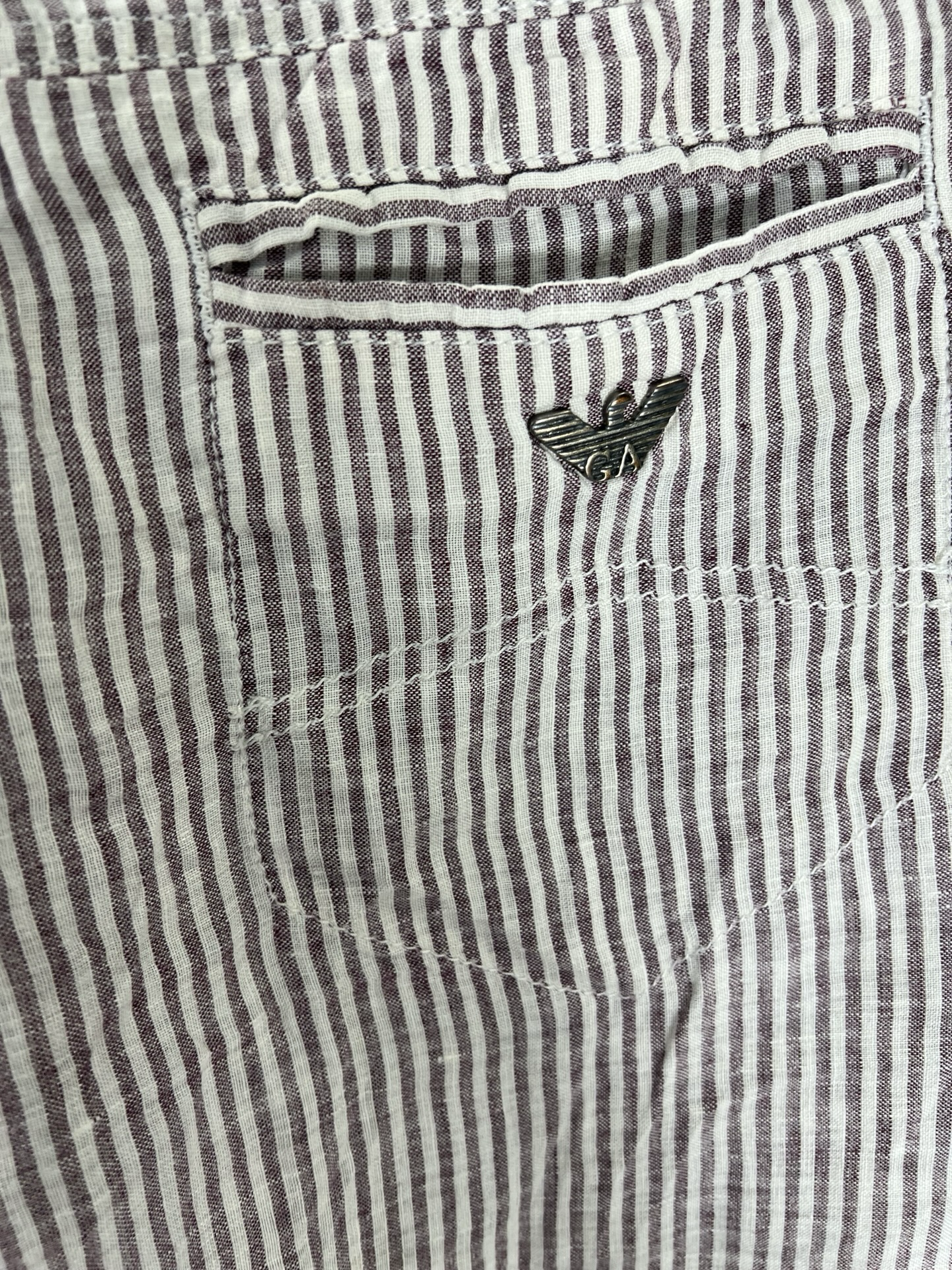 ARMANI JEANS - PANTALONE A RIGHE BIANCHE E BLU