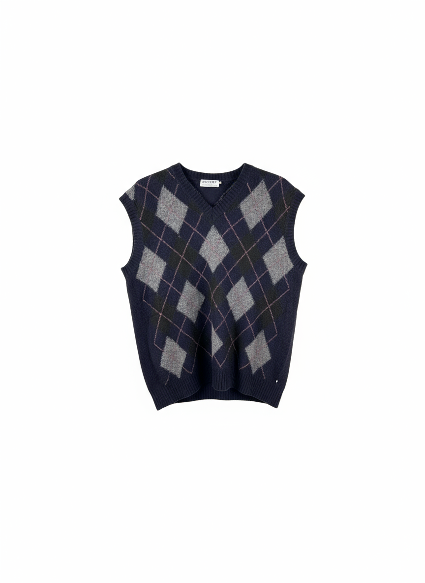 BLUMARINE - GILET IN MAGLIONE A ROMBI